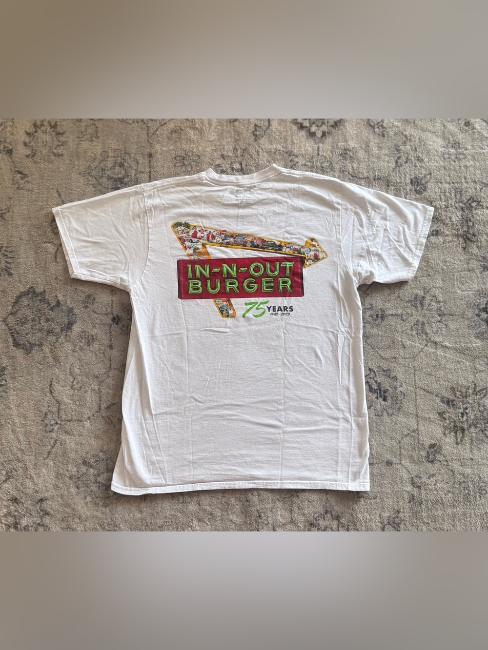 In-N-Out White Short-Sleeve Tee with Red and Green Logo